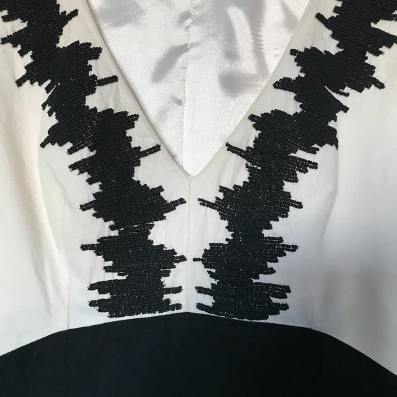 French Connection Black and Cream Dress - Picture 5 of 6